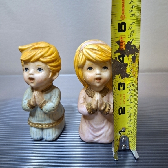 Homco Vintage Boy & Girl Blonde Hair Kneeling Praying Ceramic Figurine Decor - Picture 10 of 12